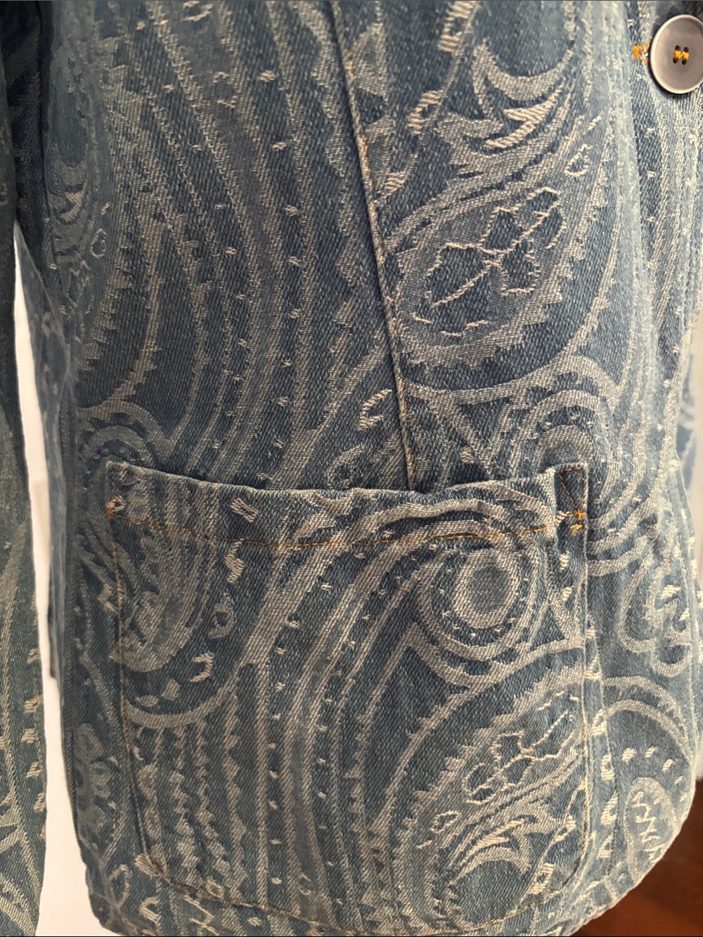 Solitaire Denim Blue Paisley Blazer - Picture 9 of 10